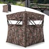 Front. Costway - Costway 360 Degree One-Way See-Through Hunting Blind with Full-Open Door Carrying Bag - Camouflage.