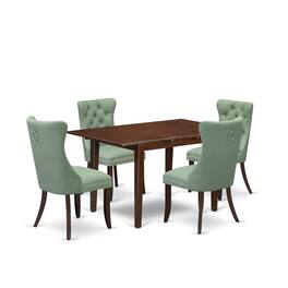 East West Furniture - 5 Piece Dining Table Set - Red