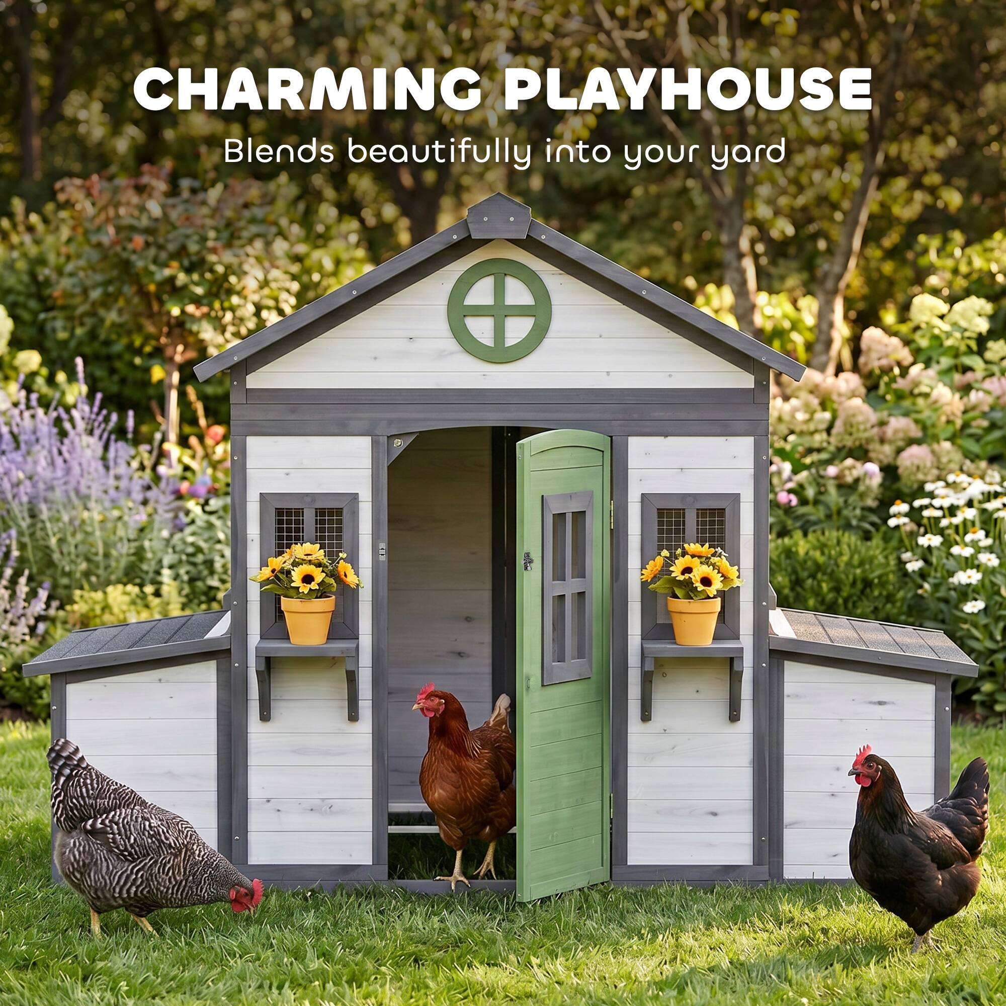 CHARMING PLAYHOUSE  
Blends beautifully into your yard