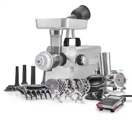 STX International - STX Intl Turboforce Heavy Duty 3500 Electric Meat Grinder, 3 Speed with Foot Pedal, Juicer & More - Stainless Steel