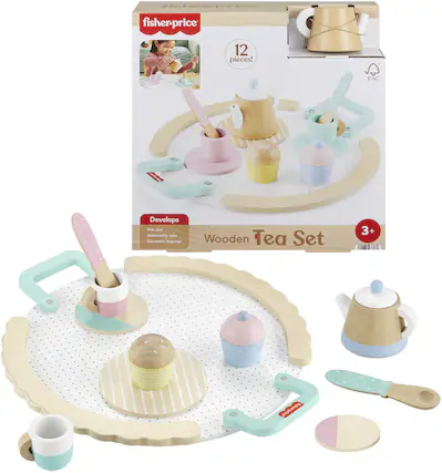 fisher-price
12 pieces!
FSC
Develops
Builds social skills
Role-playing skills
Expressive language
Wooden Tea Set
3+