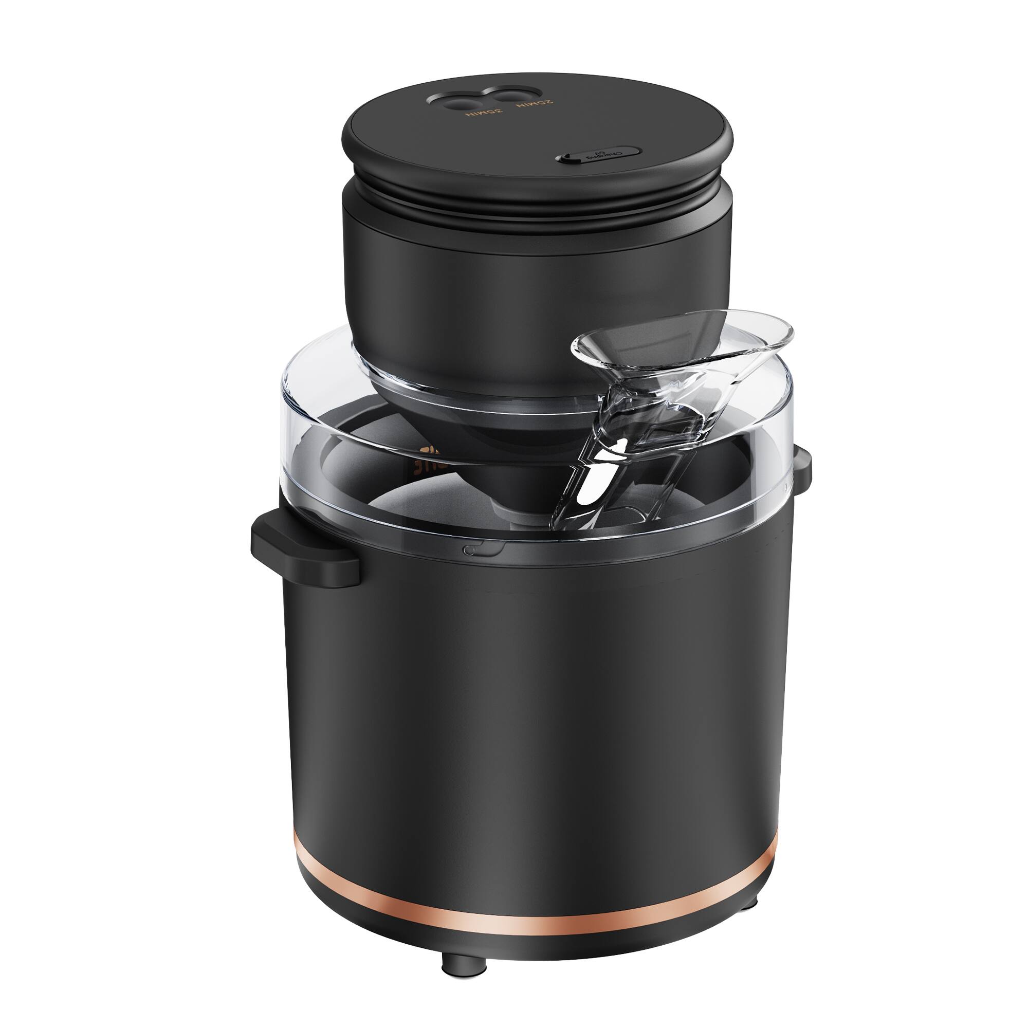 Alt View 7. BRIOBITE - 1.1 Quart Ice Cream Maker-Electric Ice Cream Machine for Gelato,Milkshakes&Sorbet,1-2 Servings,Easy to Clean - Black.