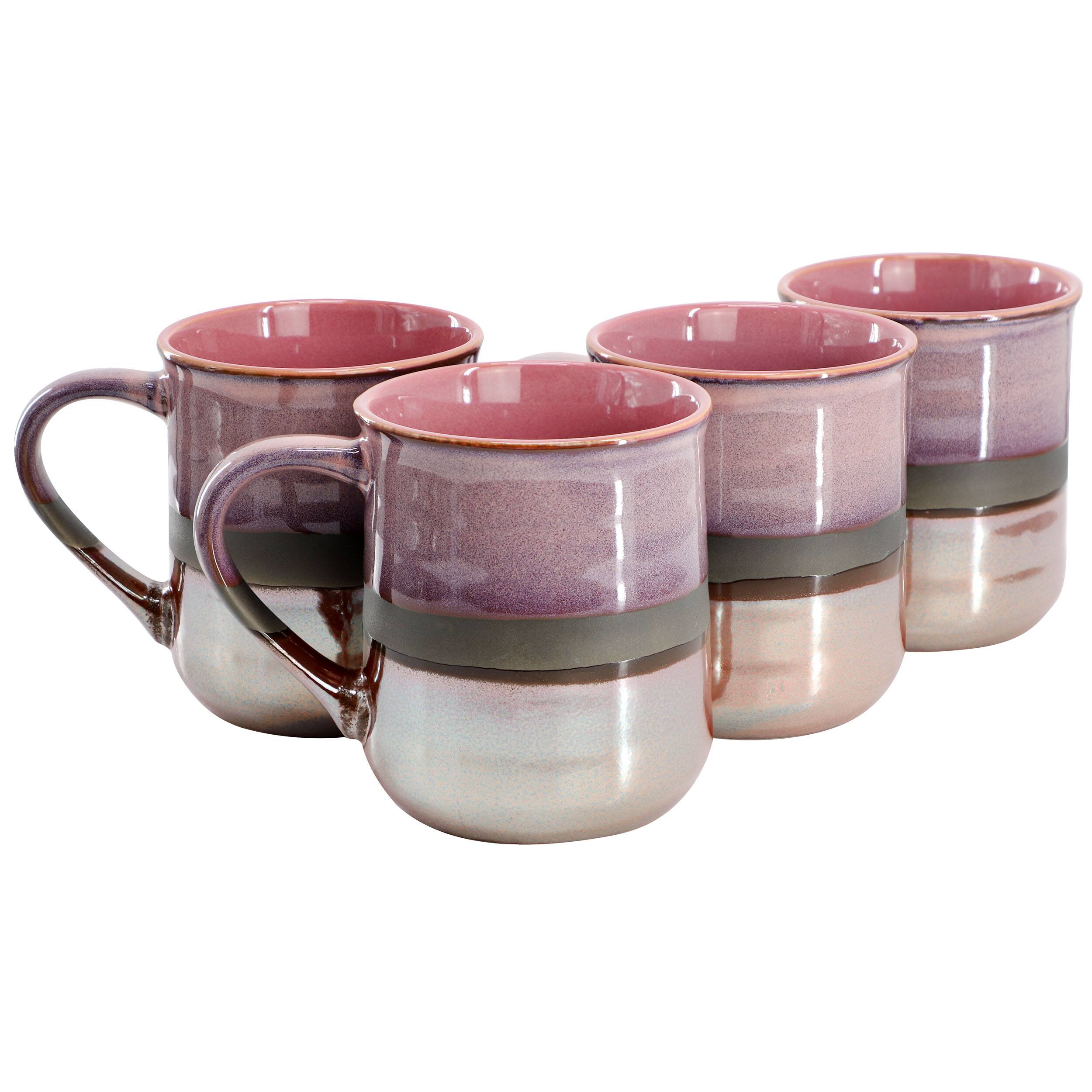 Alt View 1. Gibson - Gibson Home Copper Tonal 4 Piece 18 Ounce Stoneware Cup Set in Rose - Rose.