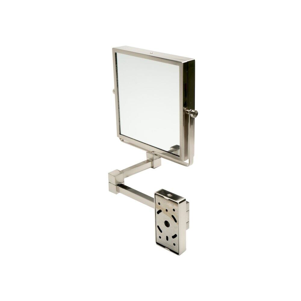 Alt View 1. Alfi - 8" Square Wall Mounted 5x Magnify Cosmetic Mirror - Silver.