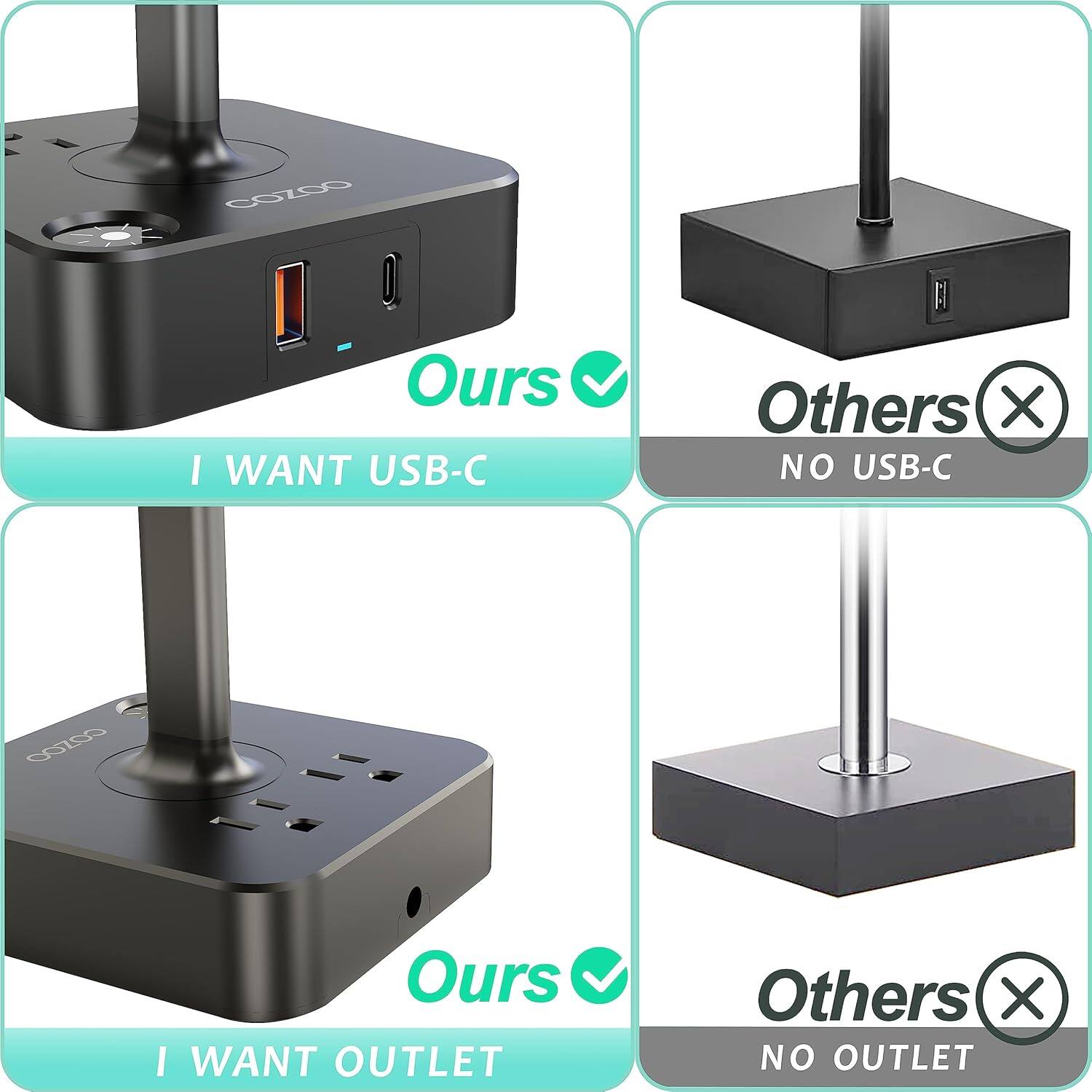 - **Ours:** I WANT USB-C
- **Others:** NO USB-C

- **Ours:** I WANT OUTLET
- **Others:** NO OUTLET