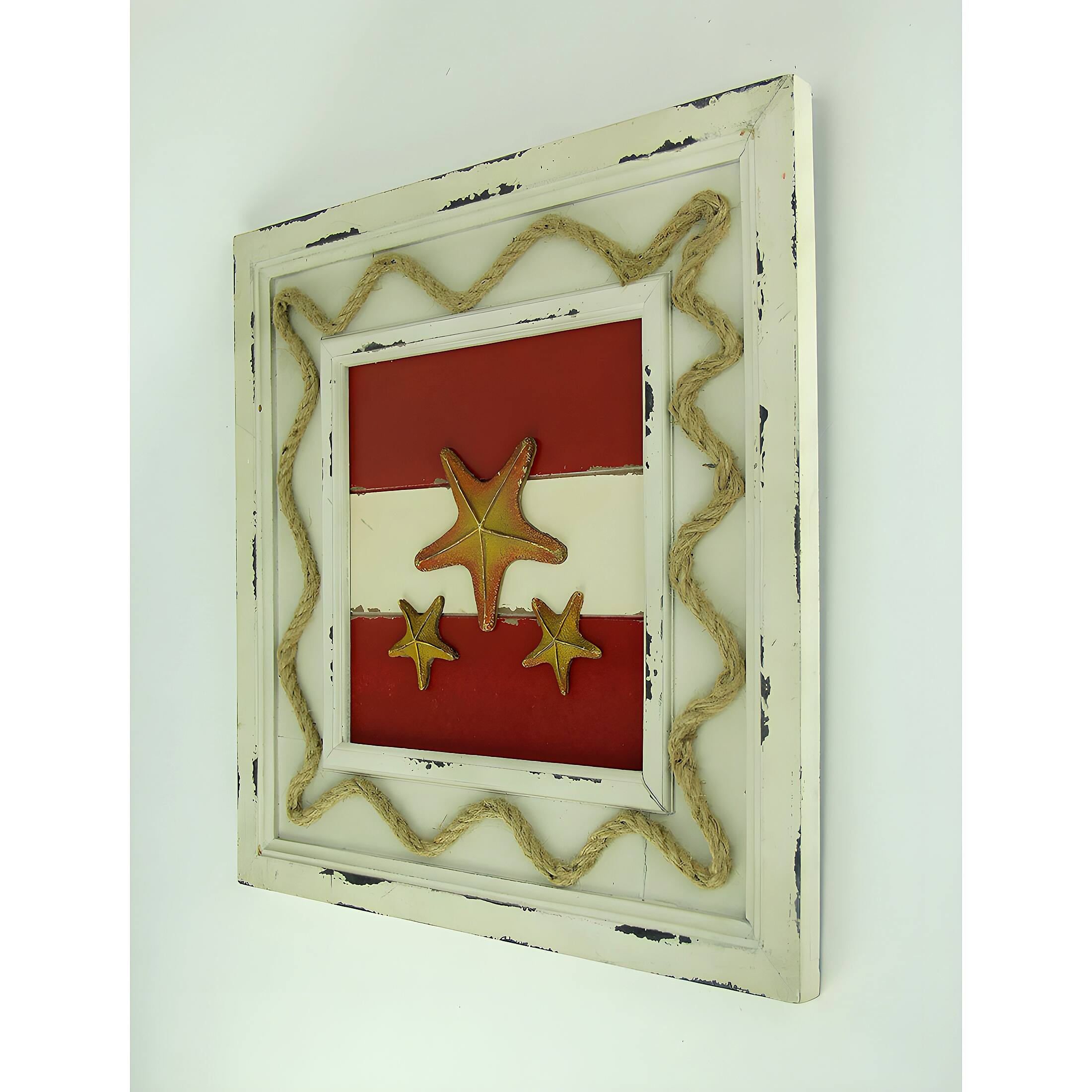 Alt View 1. Things2Die4 - Set of 3 Rustic Coastal Nautical Flag Wooden Wall Hangings - Multicolored.