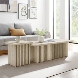 Render Nesting Coffee Tables Set of 2 by Modway - Travertine