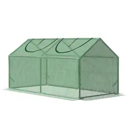 Outsunny - x 2' x 2' Portable Mini Greenhouse, Small Green House with PE Cover, Roll-up Zippered Windows for Indoor