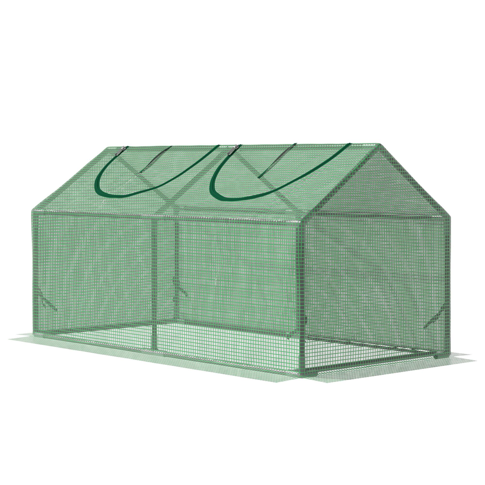 Front. Outsunny - x 2' x 2' Portable Mini Greenhouse, Small Green House with PE Cover, Roll-up Zippered Windows for Indoor.