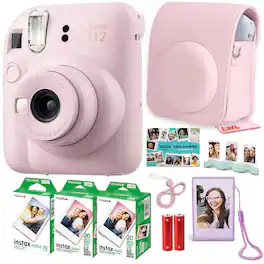 Fujifilm - Instax Mini 12 Instant Film Camera, Bundle + 50 Films + More - Pink