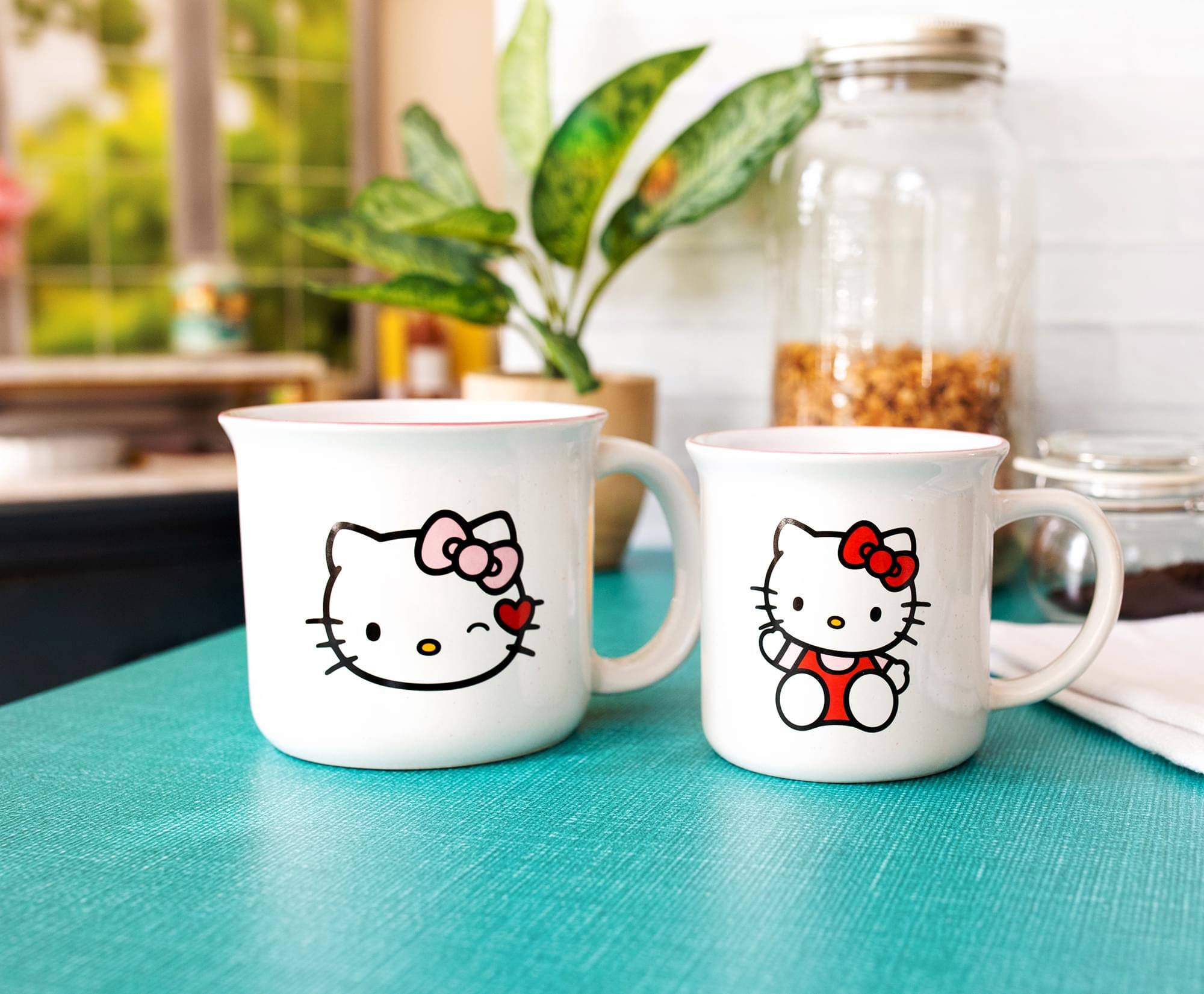 Alt View 1. Silver Buffalo - Hello Kitty 9 and 16 Ounce Ceramic Camper Mug Set of 2 - Red.