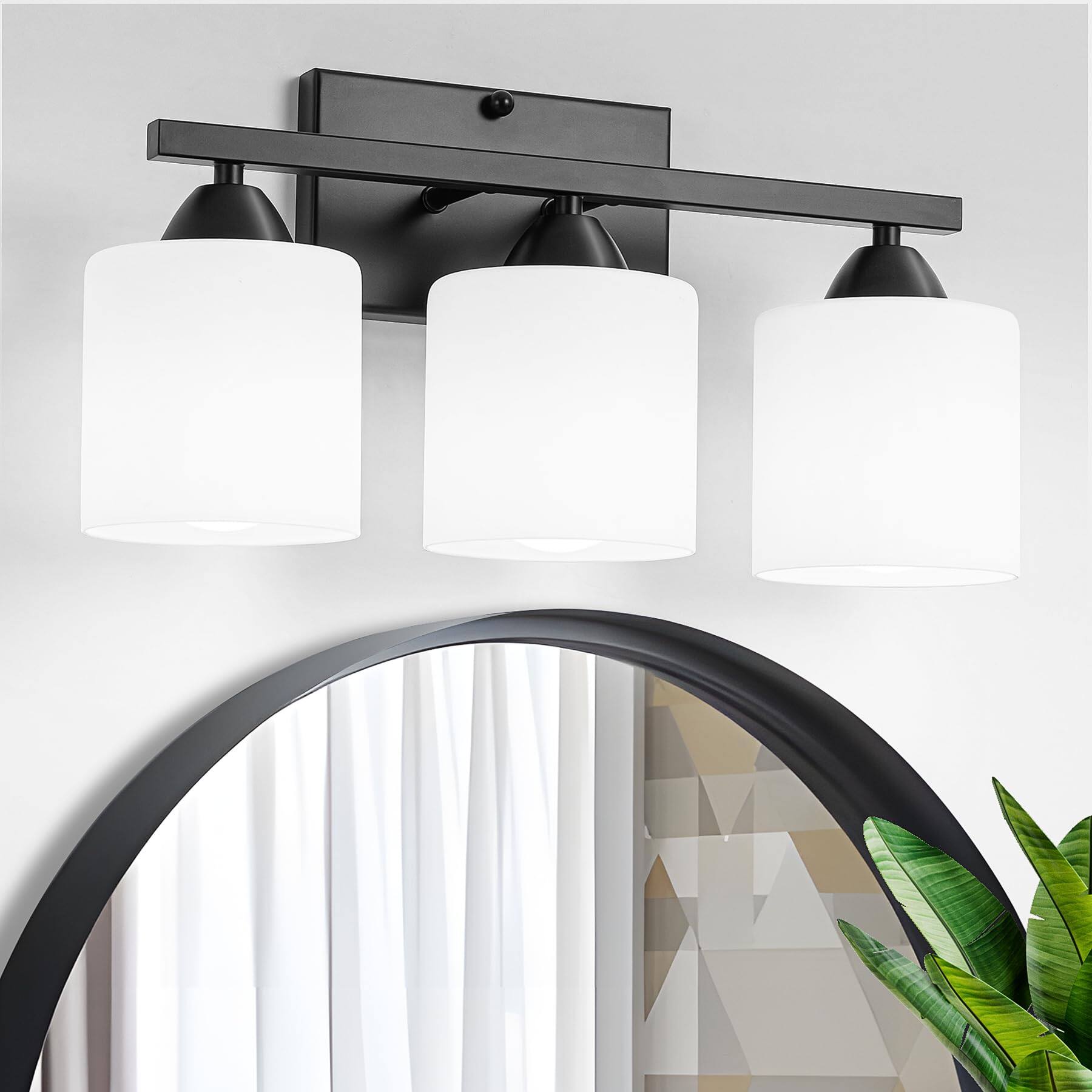Alt View 5. PO3TICJUNKI3 - Bathroom Light Fixtures Over Mirror Matte Vanity Fixture Modern Scones Wall Lighting For Bedroom Living Roo - 3-Light Black.