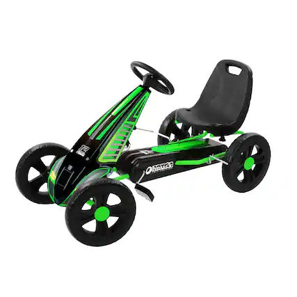 Front. hauck - hauck Cyclone Junior Racing Go Kart, 12” Rims and Race Style Pedals, Lime Green - Green.