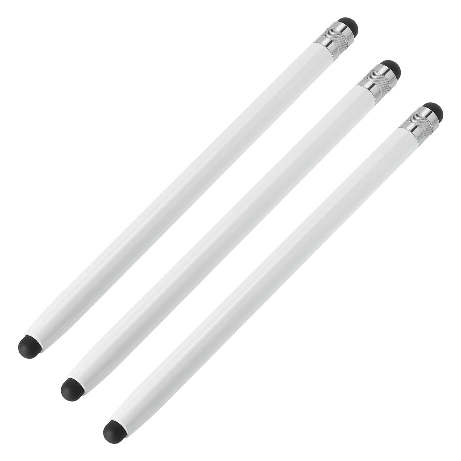 Unique Bargains - 3pcs Stylus Pens for Touch Screens Dual Rubber Tips Capacitive Stylus Universal Tablet Pen Sensitivity Precision - White