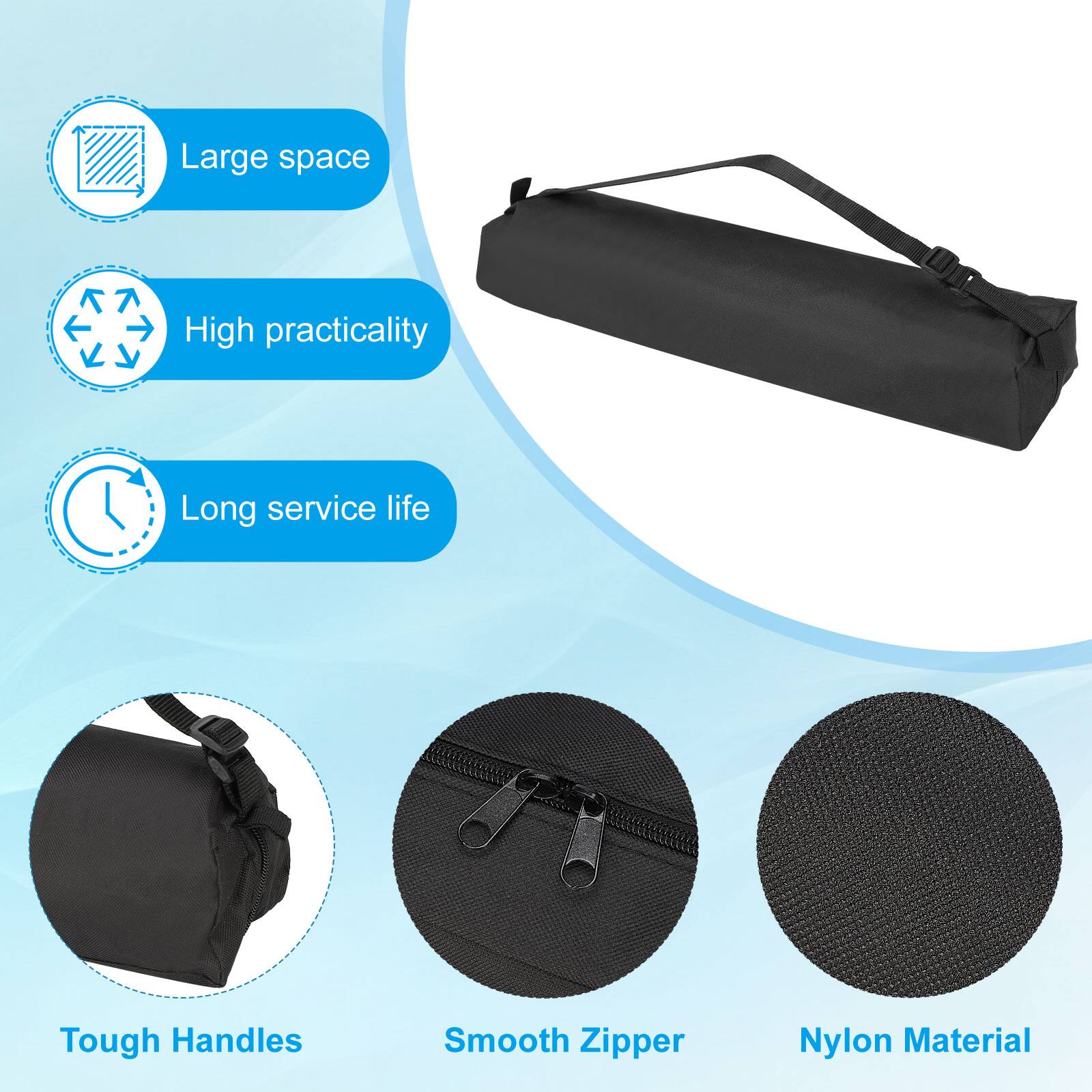 - Large space
- High practicality
- Long service life
- Tough Handles
- Smooth Zipper
- Nylon Material