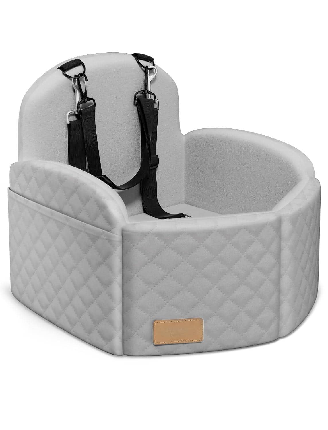 Reds Spade - Dog Car Seat For Small medium Dogs Elevated Booster Memory Foam Puppy With Washable Cover Travel Safety Pet - Grey 19.5"L x 19.5"W x 18.9"Th