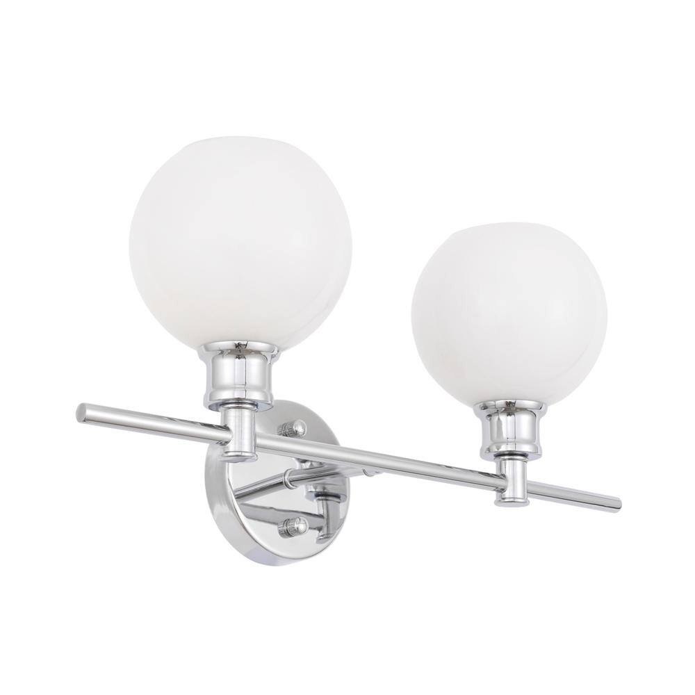 Alt View 3. Living District - Collier 2 light Chrome and Frosted white glass Wall sconce - Chrome And Frosted White Glass.