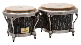 Tycoon Percussion - Master Handcrafted Original 7-Inch and 8.5-Inch Siam Oak Bongo Drum Set with Water Buffalo Skin Heads and Tuning Wrench