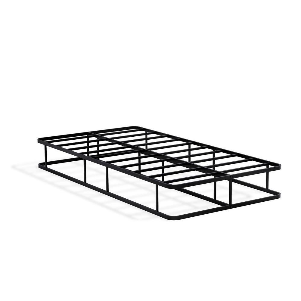 Left. East West Furniture - DHTBBLK Dothan Twin Size Bed Frame with Luxurious Style Headboard and Footboard - High Quality Metal Frame in Powder - Black.