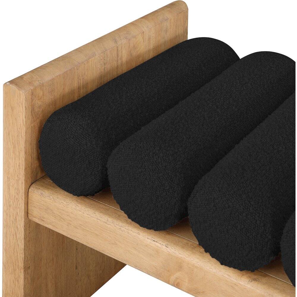 Alt View 4. Meridian Furniture - Waverly Black Boucle Fabric Bench - Black.
