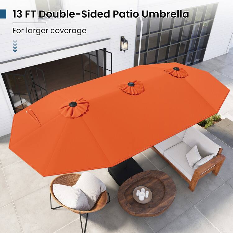 13 FT Double-Sided Patio Umbrella  
For larger coverage