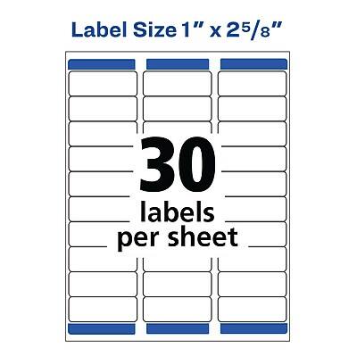 Label Size 1" x 2 5/8"  
30 labels per sheet