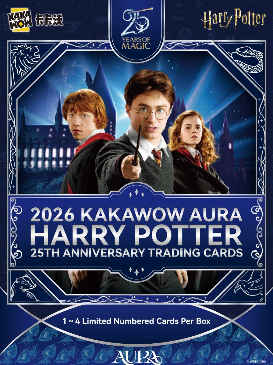 KAKA MOM 25 YEARS OF MAGIC Harry Potter 2026 KAKAWOW AURA HARRY POTTER 25TH ANNIVERSARY TRADING CARDS 1~4 Limited Numbered Cards Per Box AURA WBEL.($26)