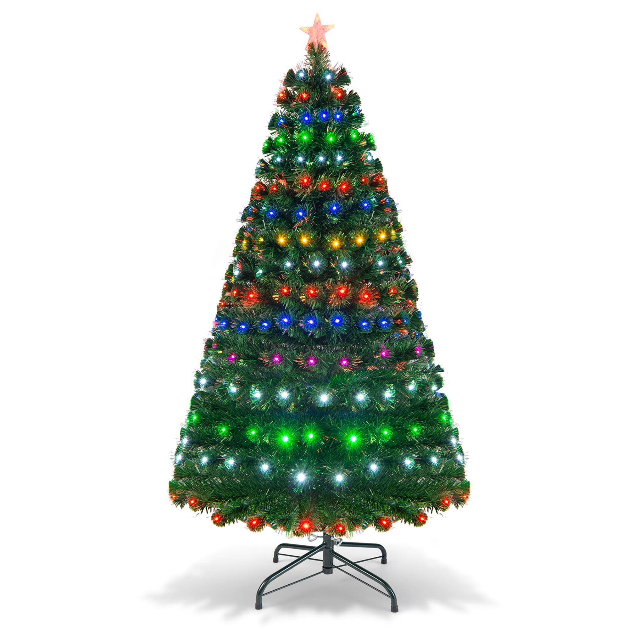 Alt View 8. Gymax - Gymax 6Ft Pre-lit Optical Fiber Christmas Tree w/ Colorful LED Lights Stand - Green.