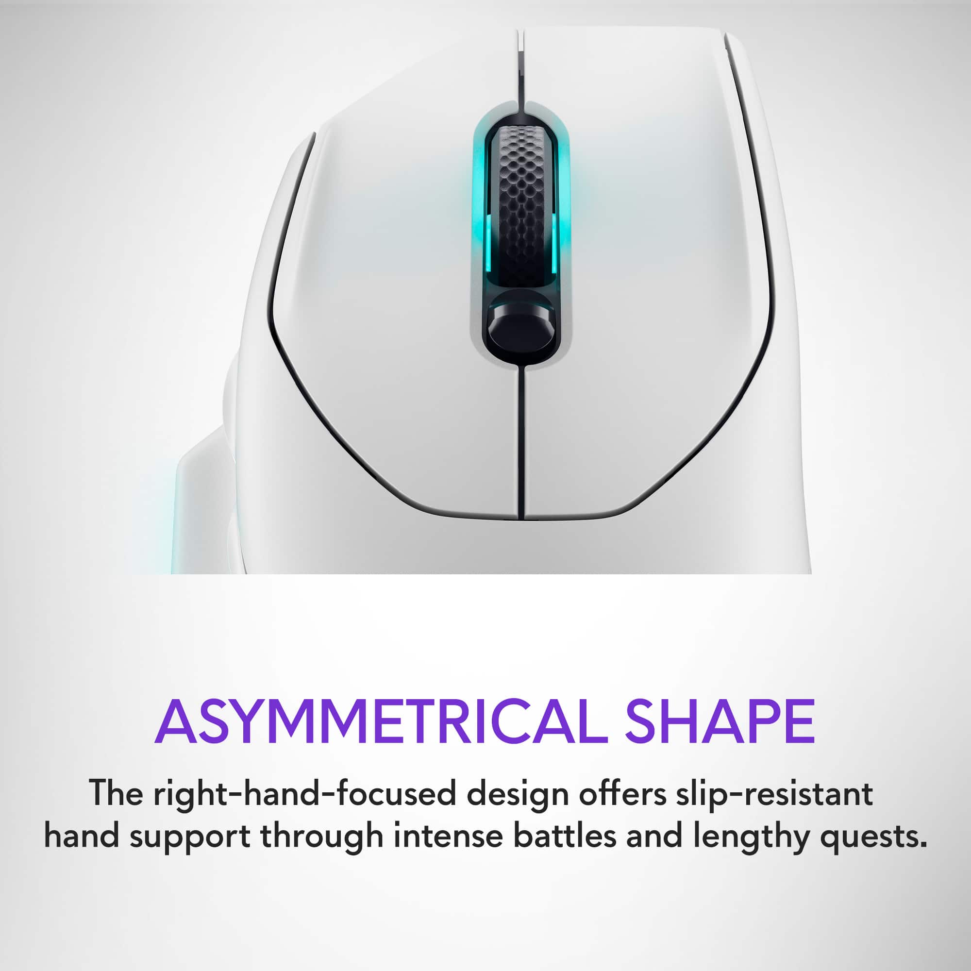 Asymmetrical Shape: The right-hand-focused design offers slip-resistant hand support through intense battles and lengthy quests.