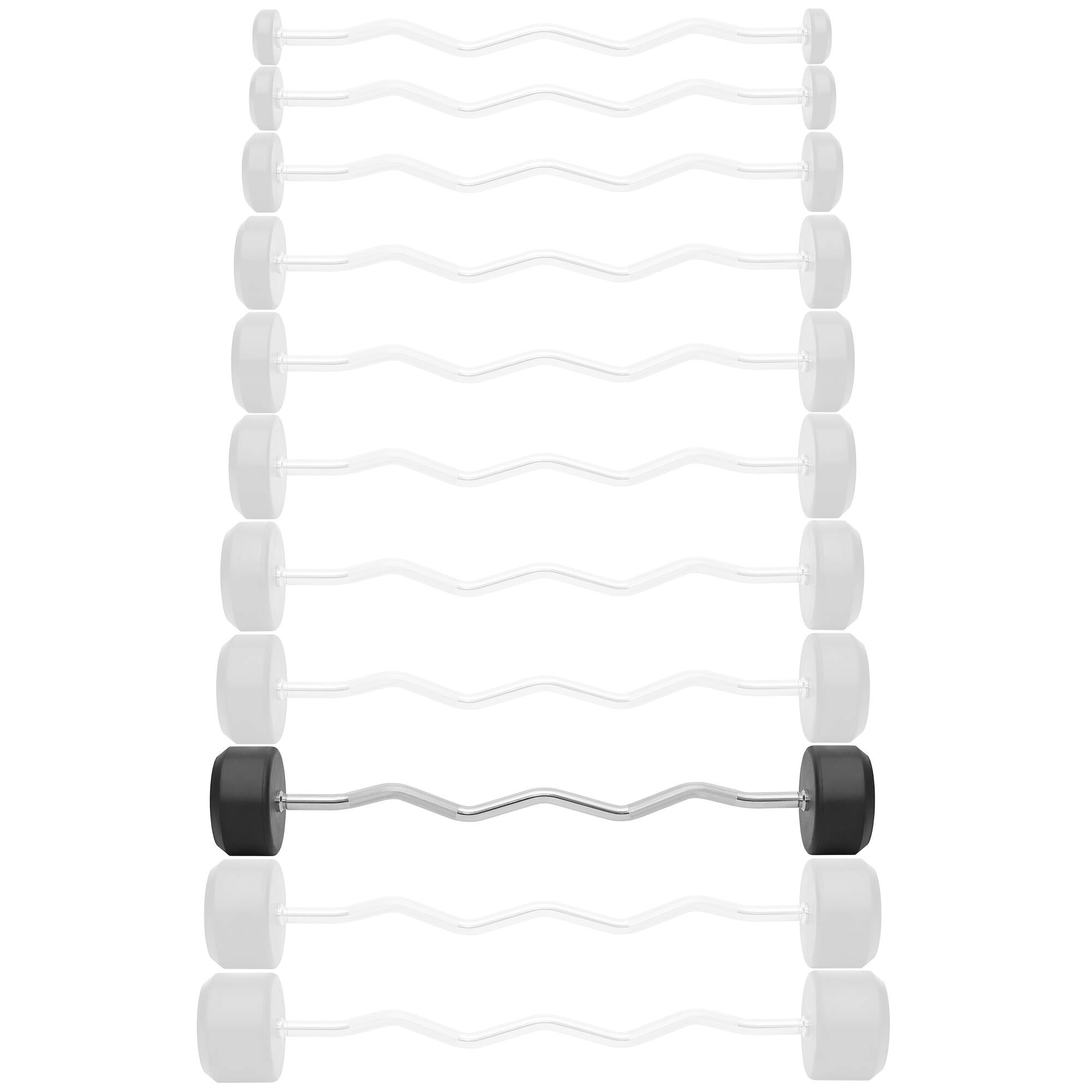 Alt View 1. Philosophy Gym - Rubber Fixed Barbell - Pre-Loaded Weight EZ Curl Bar for Weightlifting - Black.