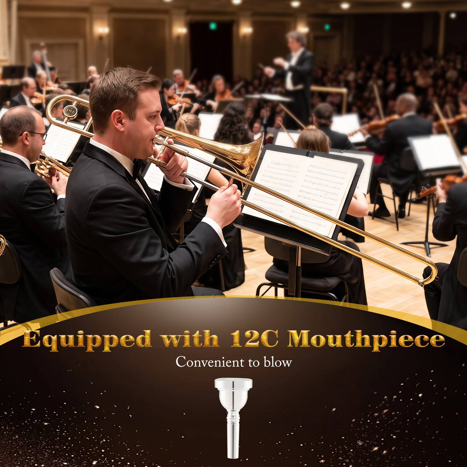 Equipped with 12C Mouthpiece  
Convenient to blow