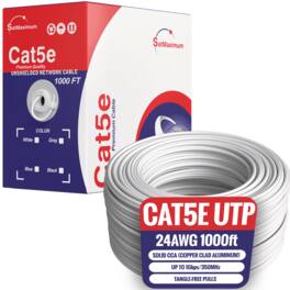 Cables Direct Online - Cat5e Plenum Ethernet Cable 1000ft Bulk LAN Network Wire 24AWG CCA 1Gbps CMP Rated for Structured Cabling - White