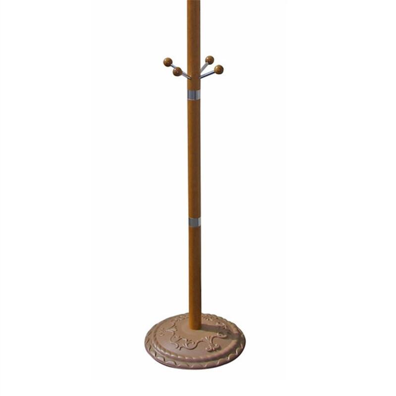 Alt View 1. ALEXOUN - 73" Chrome & Oak Coat Rack - Composite Wood Standing Hanger, 60 lbs Capacity, 19" Base, 1pc - Oak.