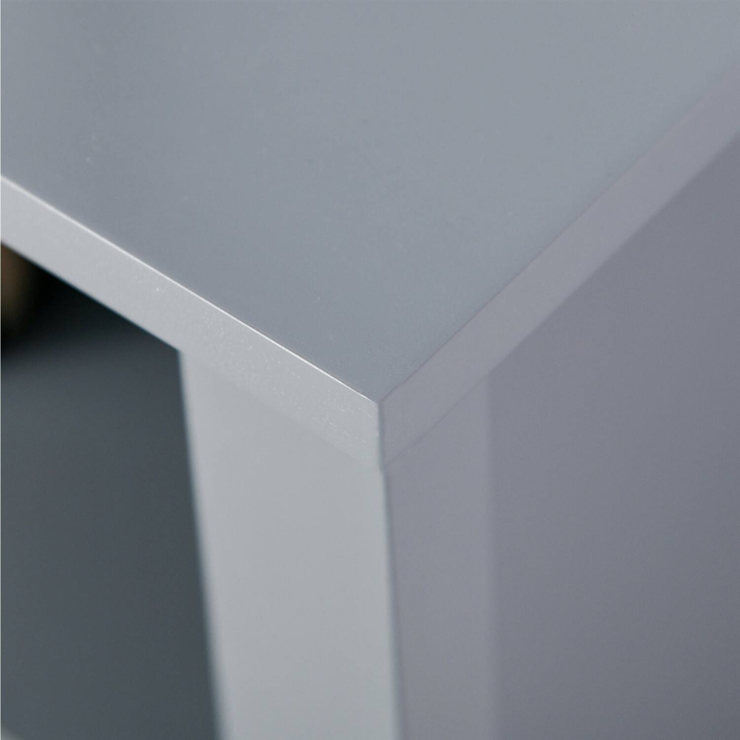 Alt View 1. Hivvago - Gray 2 Tier Shelf Hidden Storage Bathroom Floor Cabinet - Gray.