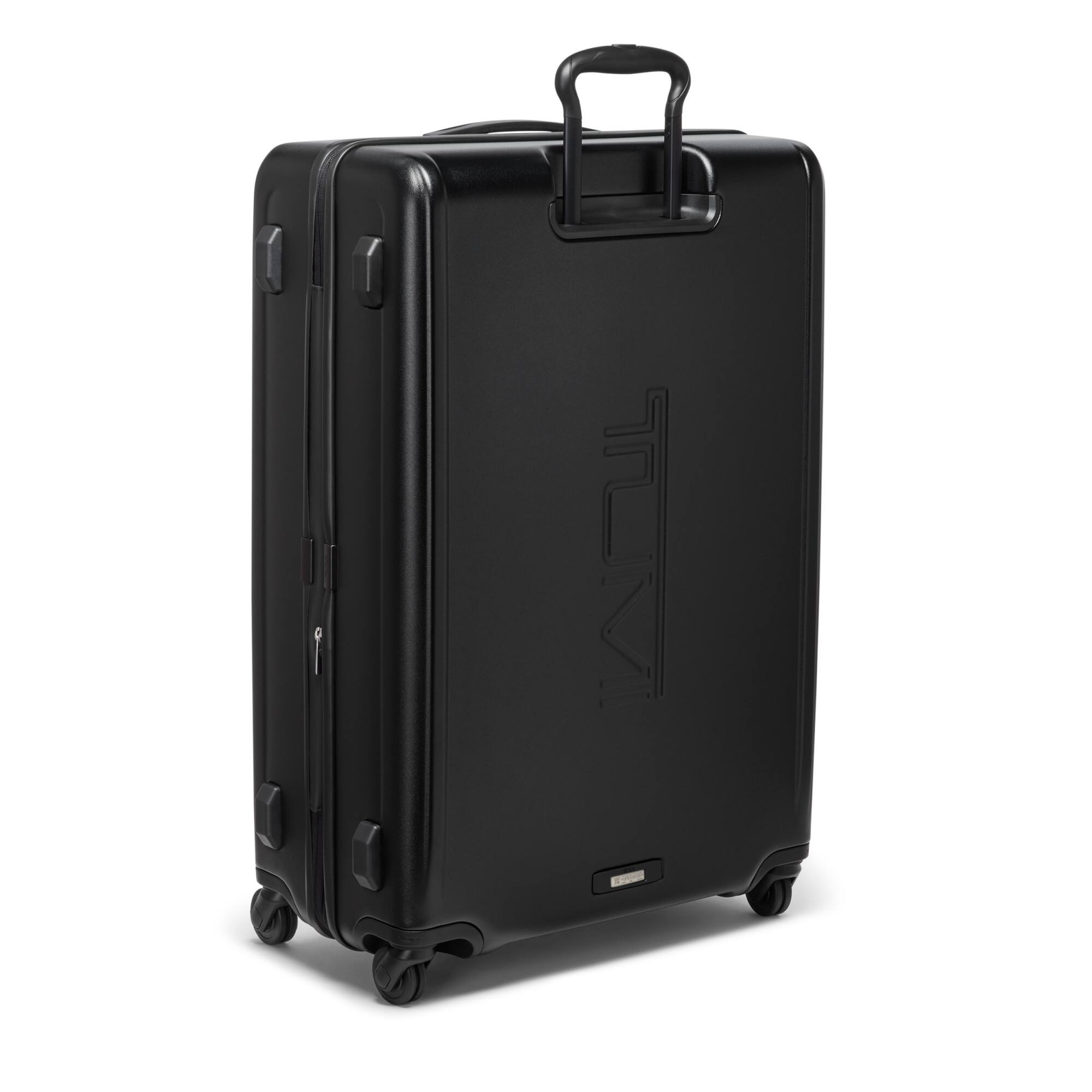 Left. TUMI - Ventra Large Expandable Checked Spinner Suitcase - Black Texture.
