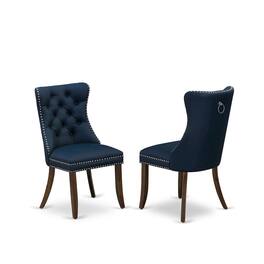 East West Furniture - Parson Chairs - Navy Blue faux leather Upholstered - Gray