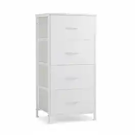 AOITUN - Modern 4 Drawer Fabric Dresser, Chest of Drawer Organizer Storage Cabinet for Bedroom Clothes Closet, Entryway - White