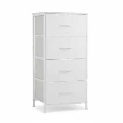 Front. AOITUN - Modern 4 Drawer Fabric Dresser, Chest of Drawer Organizer Storage Cabinet for Bedroom Clothes Closet, Entryway,White - White.