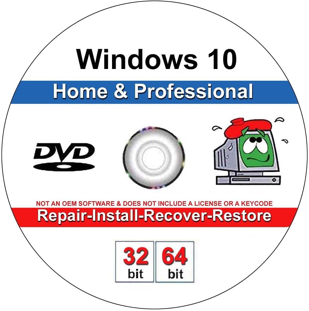 Computer Werx - Windows 10 Bootable Home & Pro 32/64 Bit Repair Recover Restore Reinstall DVD - Windows