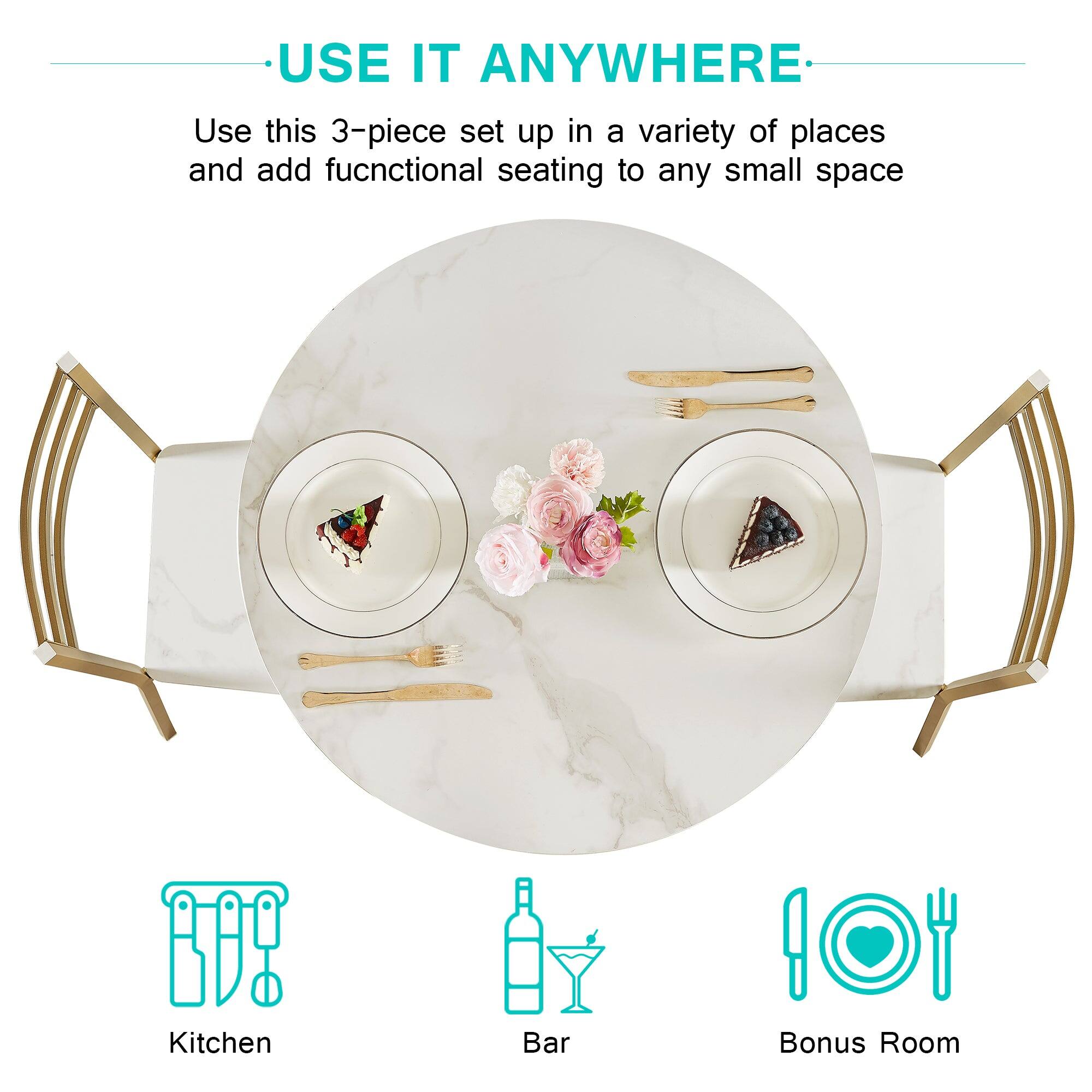 USE IT ANYWHERE

Use this 3-piece set up in a variety of places and add functional seating to any small space

Kitchen  
Bar  
Bonus Room