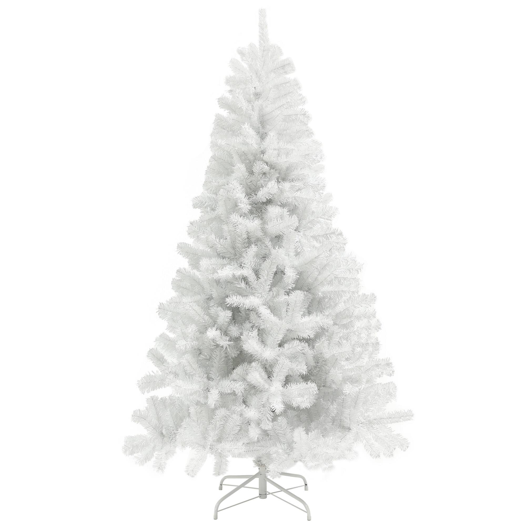 Front. Homcom - Unlit Artificial White Christmas Tree, Holiday Decor with 1346 Branch Tips - White.