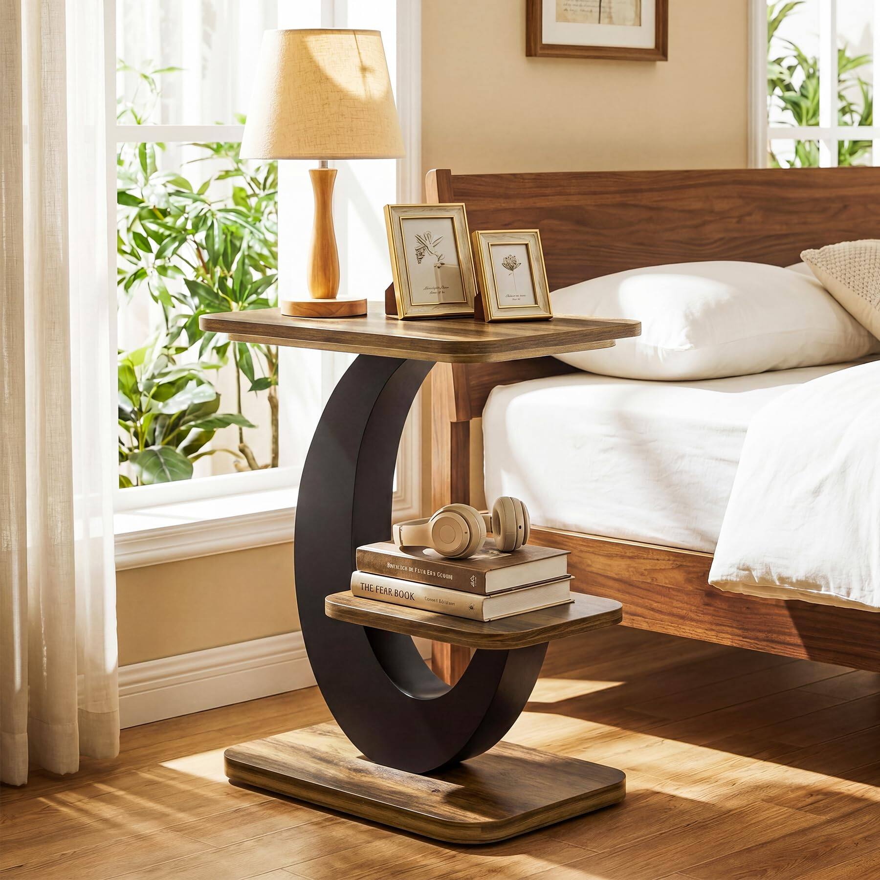 Tribesigns 2 Tier Narrow Side Table, End Table, Bedside Nightstand ...