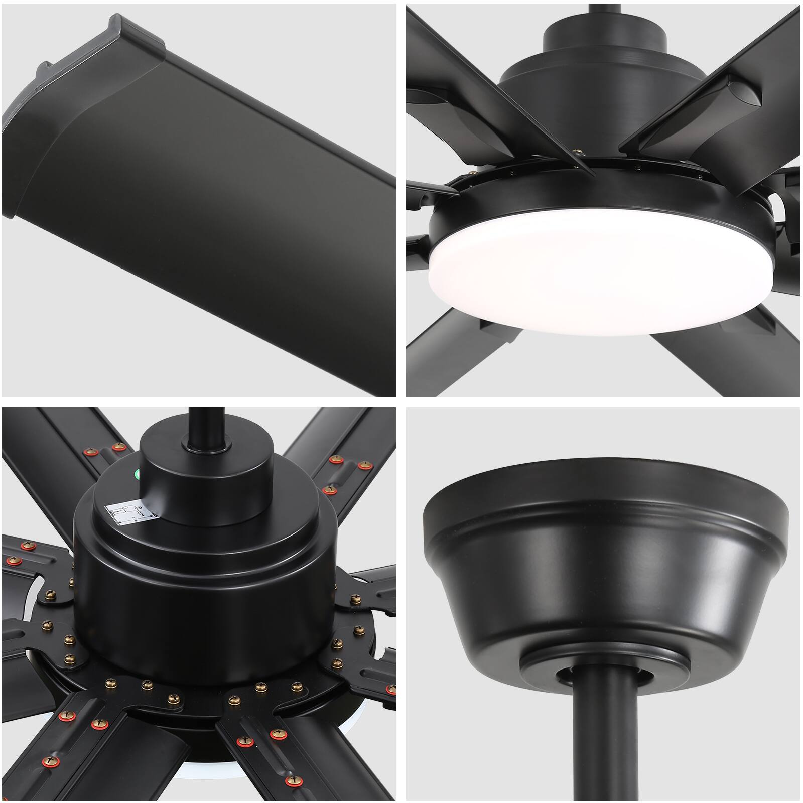 Alt View 5. Sofucor - Large Smart Ceiling Fan with Light, Indoor/Outdoor, Alexa/Google/App Control, 8 ABS Blades, Remote - Black-84inch.