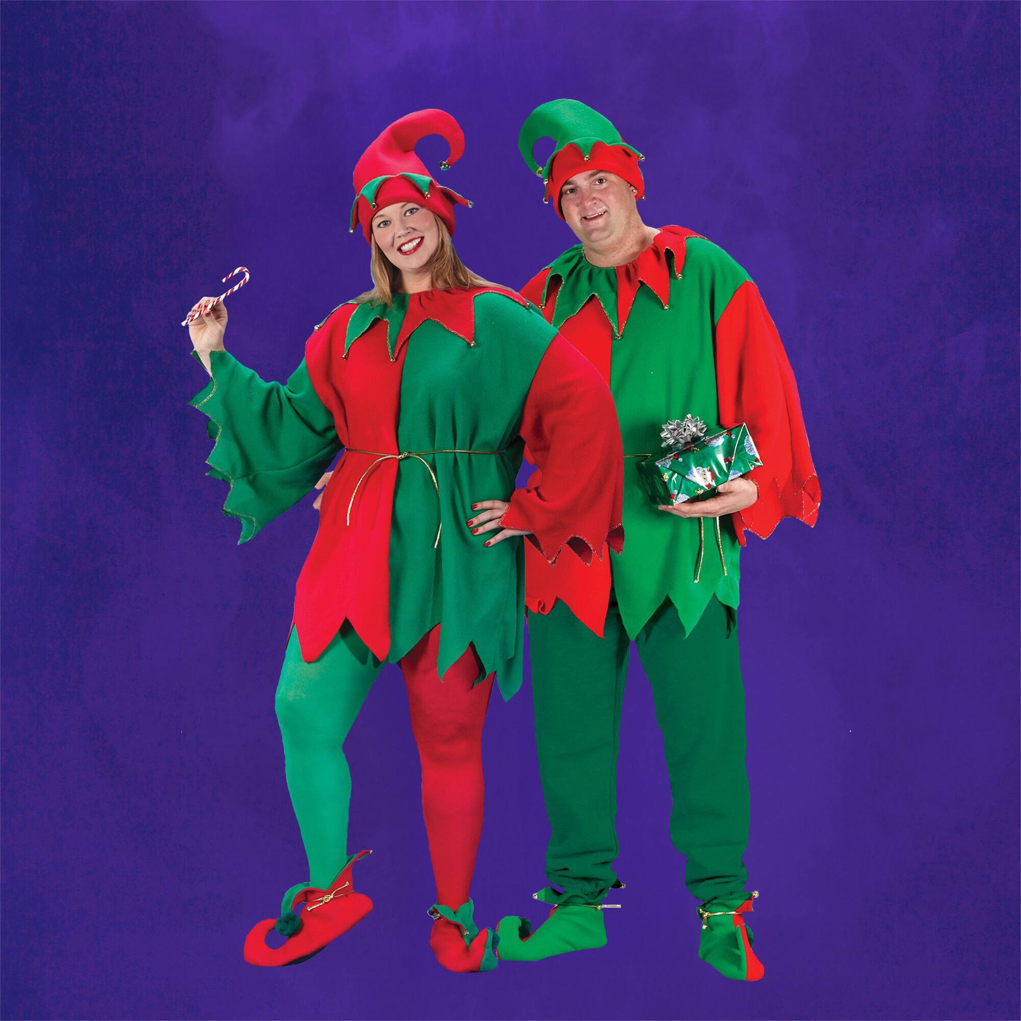 Alt View 2. Fun World - Red and Green Elf Adult Christmas Costume Set - Plus Size - Red.
