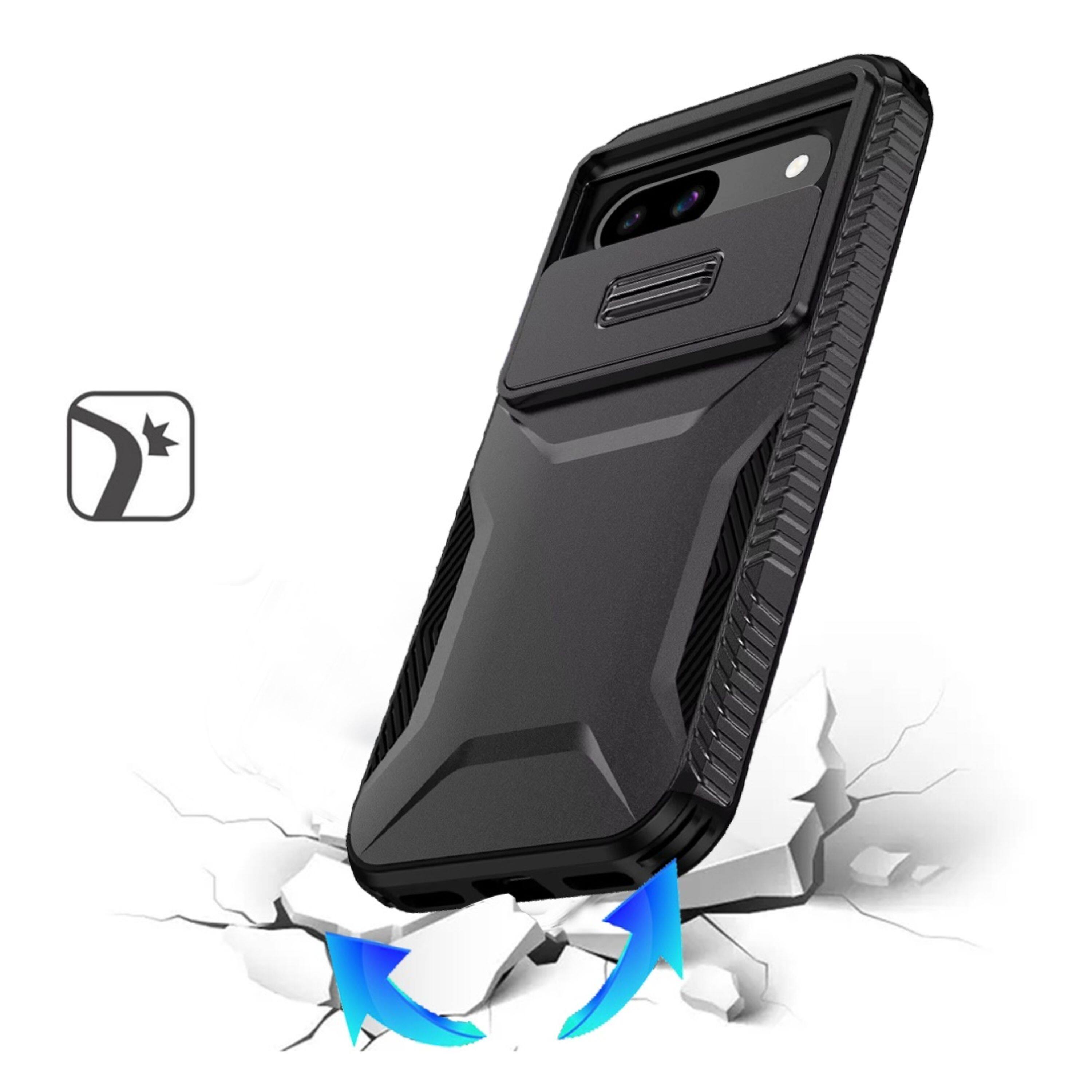 Angle. Kitcheniva - Hybrid Sliding Lens Protection Case With Tempered Glass For Google Pixel 9a Black - Black.