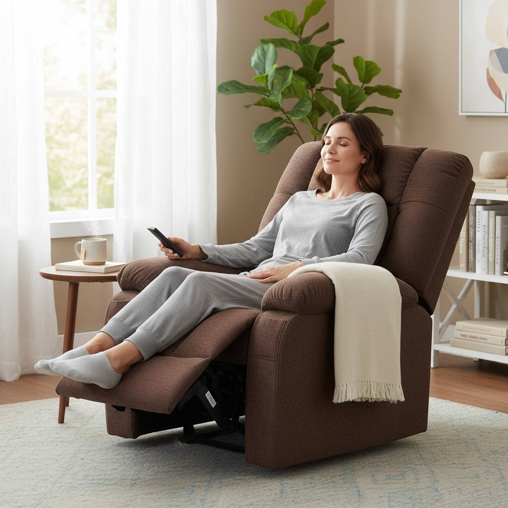 Alt View 4. AOITUN - Oversized Power Lift Recliner Chair for Seniors, Heated Vibration Massage Sofa with Remote, Fabric Padded Seat with USB - Brown.
