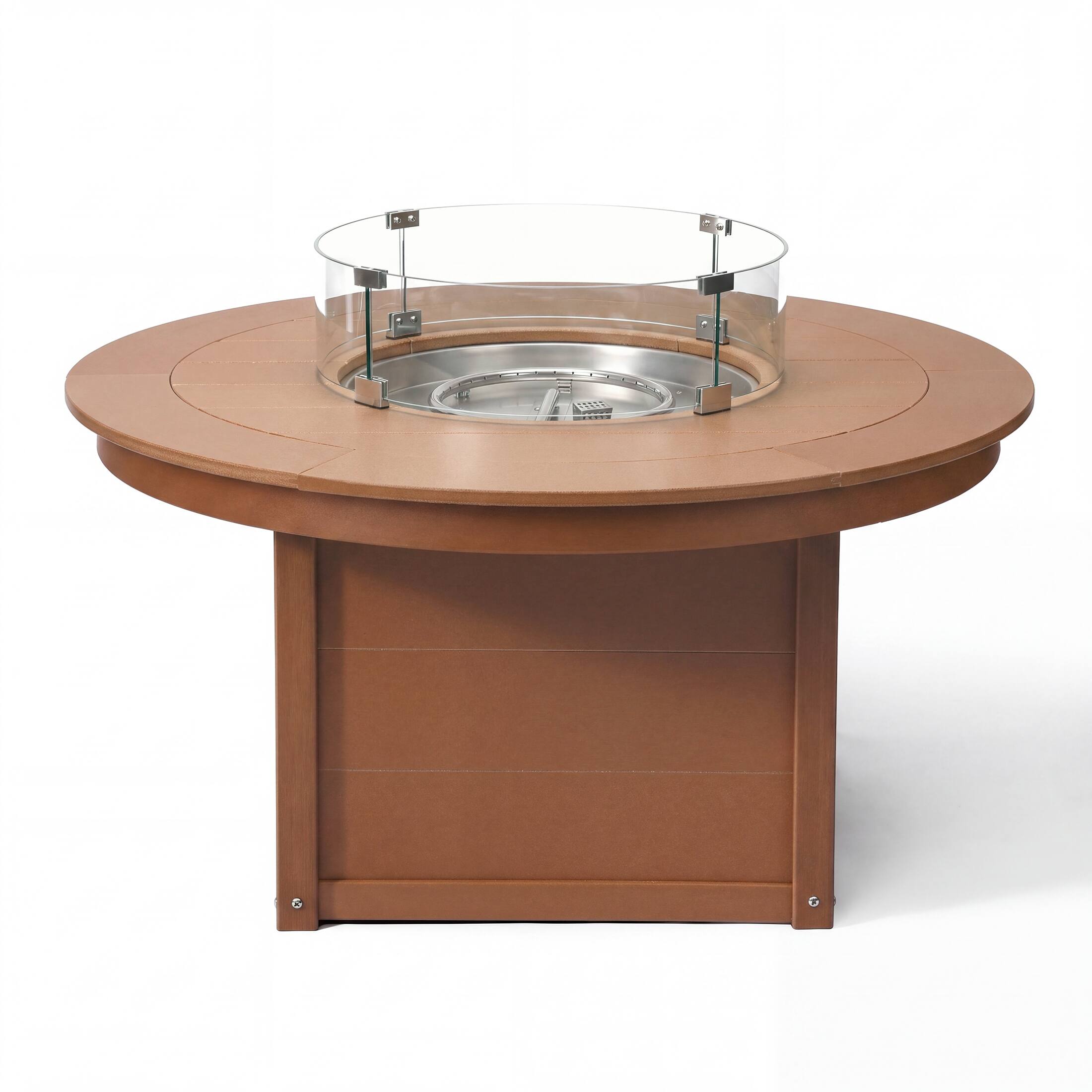 Back. WestinTrends - WestinTrends Helios 47" Modern Outdoor 55,000 BTU Patio Propane Round Fire Pit Table - Teak.