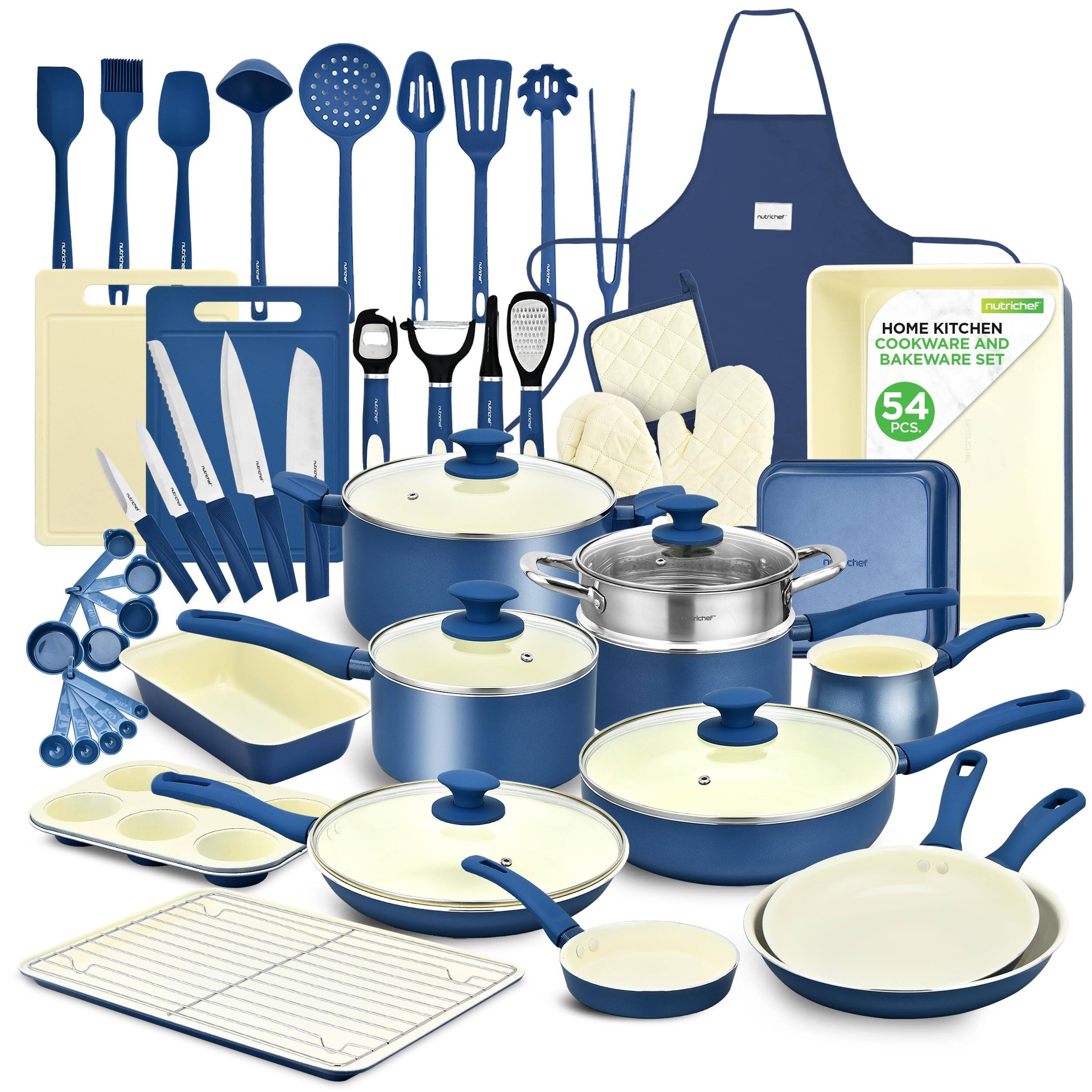 nutricher HOME KITCHEN COOKWARE AND BAKEWARE SET 54 PCS.