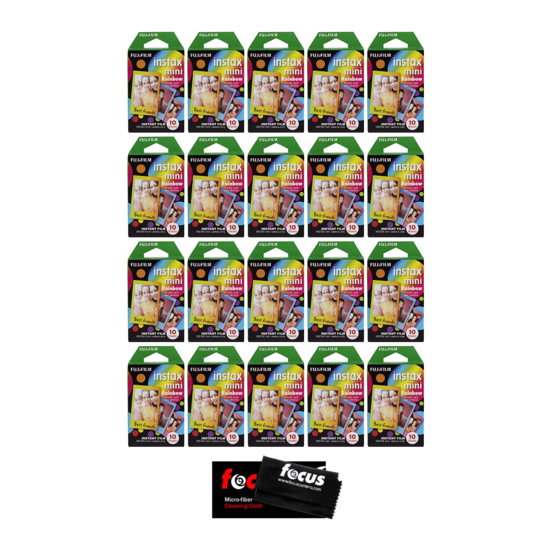 Fujifilm - Instax Mini Instant Rainbow Film (20-Pack) with Cleaning Cloth