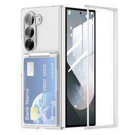 Dteck - Matte Case for Samsung Galaxy Z Fold5,Foldable Card Holder Kickstand,Shockproof Slim Hard Back Cover - Matte-Clear